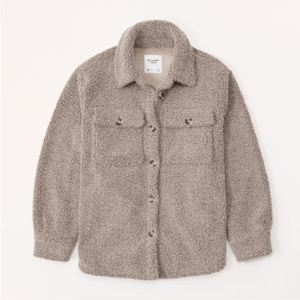 Abercrombie and Fitch Sherpa jacket in taupe size small
